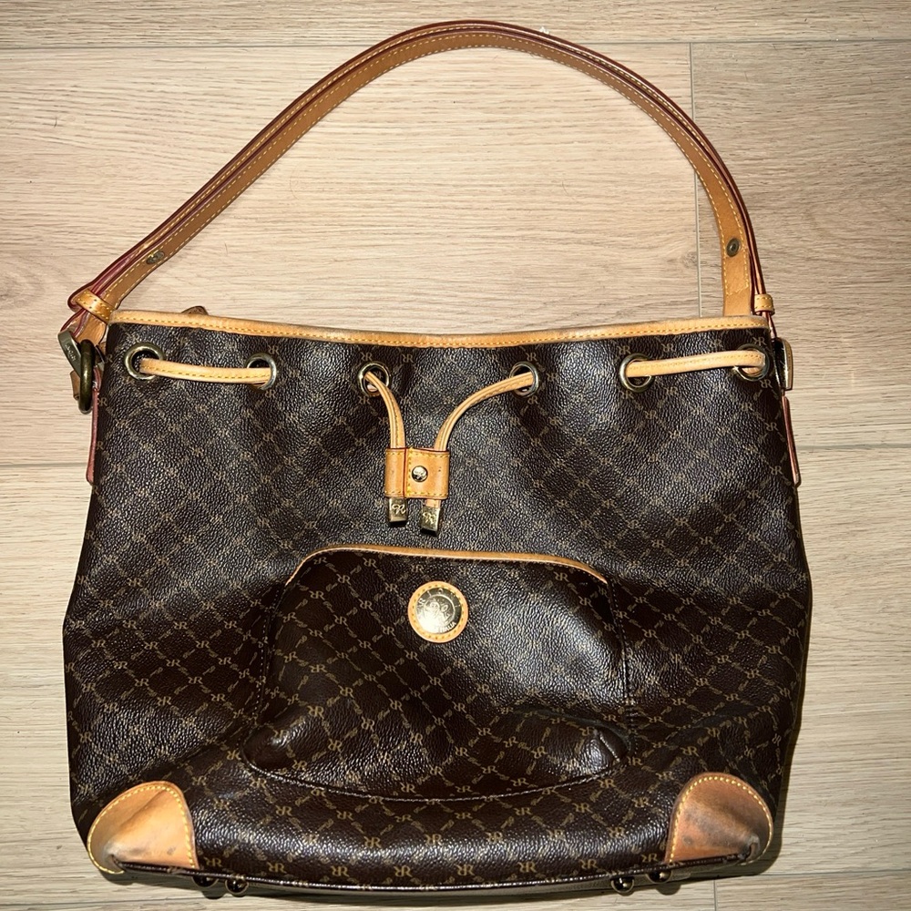Rioni Womens Medium Leather Tote Handbag Brown